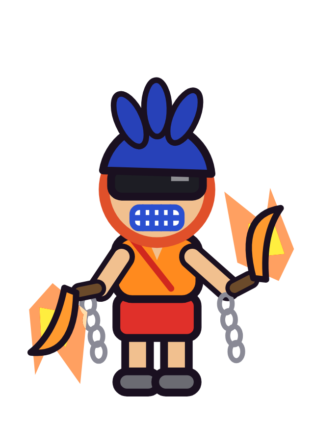 Blaze, the fire ninja with chained sickles